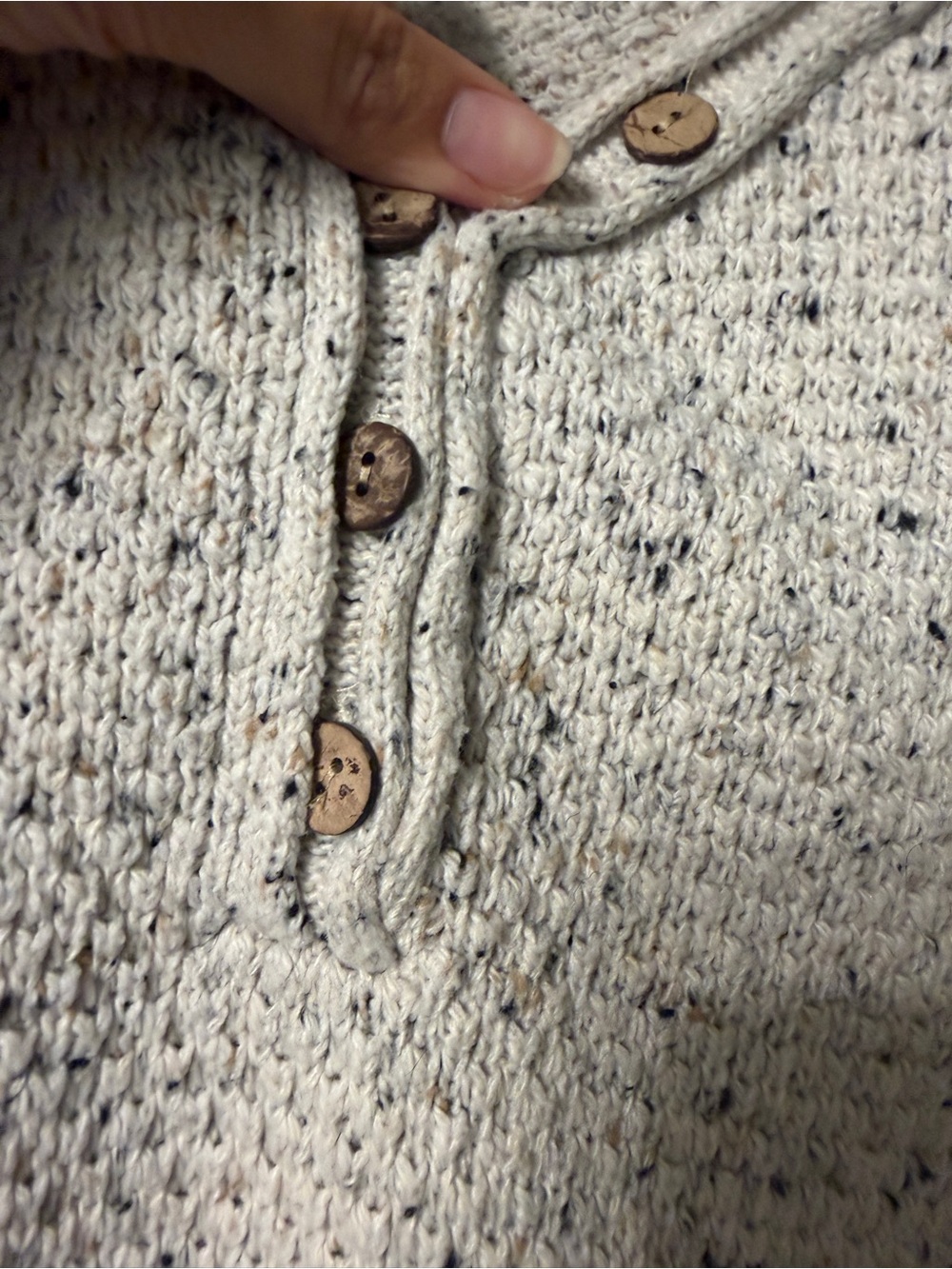 Vici Laurel Oversized Knit Roll-Up Henley Sweater - Picture 5 of 10